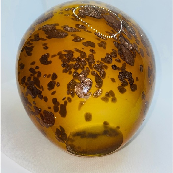 Diamond Star Corp (DS) Amber and Gold Round Hand Blown Vase - Picture 8 of 9